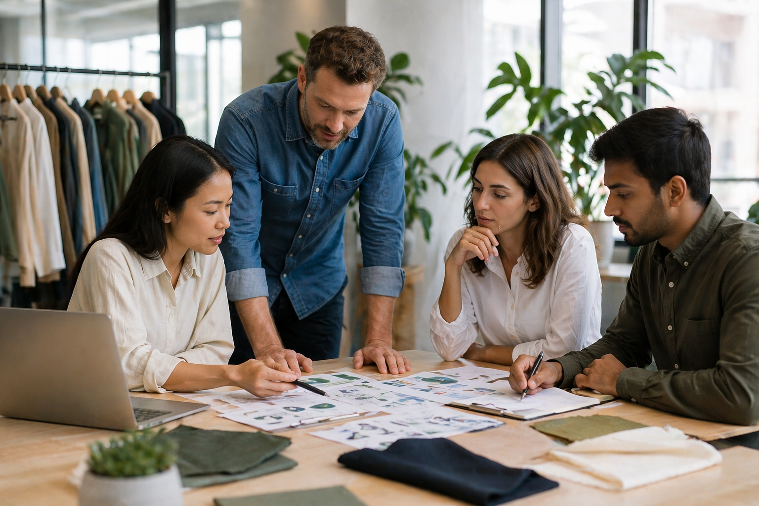 Team collaboration in a modern office